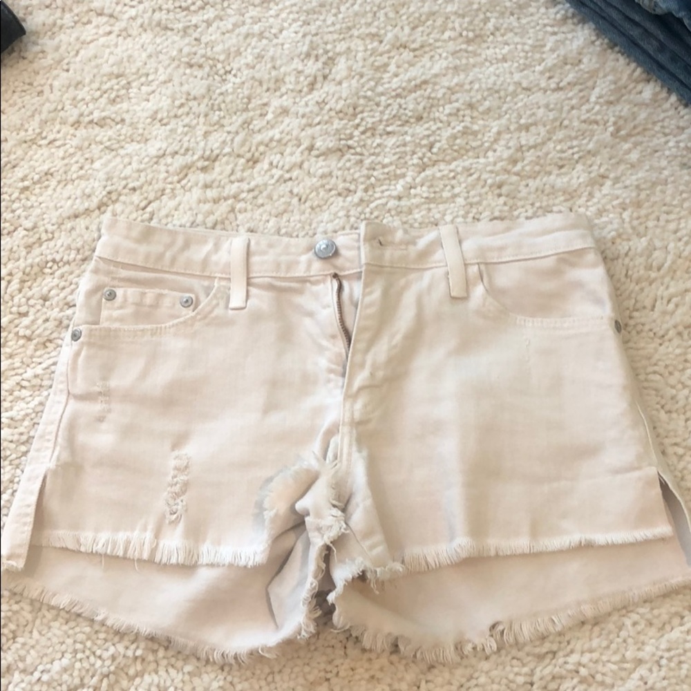 White jean shorts